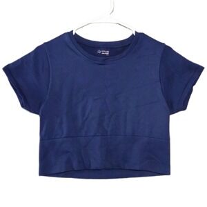 OFFLINE by Aerie Crop Top Womens Large Navy Blue Seamless Short Sleeve Soft